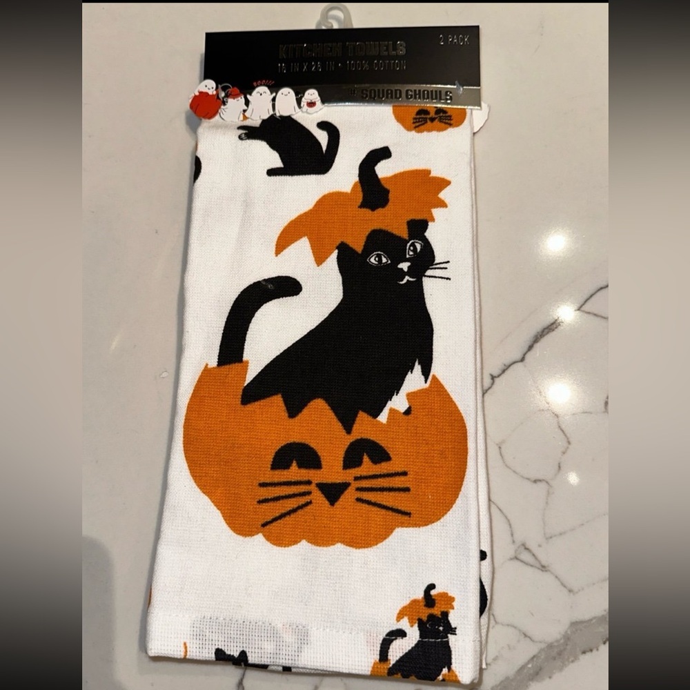 Black Cat Pumpkin Kitchen Towels